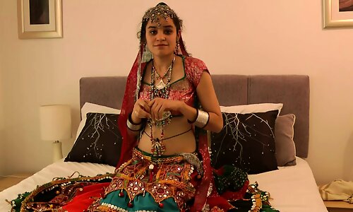 Charming Indian College Girl Jasmine In Gujarati Garba Dress