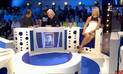 Local celebrity panties up skirt in a live show