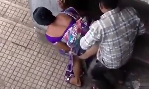 Public doggystyle quickie with an Indian girl
