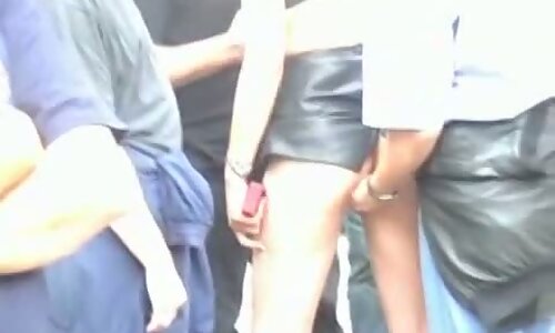 Upskirt fingering at a street fetish festival with plenty of hot scenes
