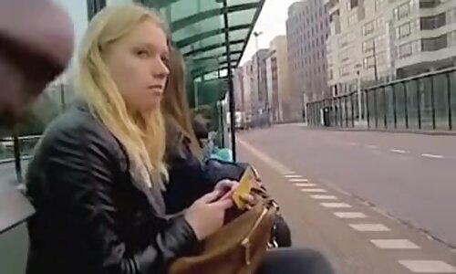 I approached cute blonde and flashed her my dick in public